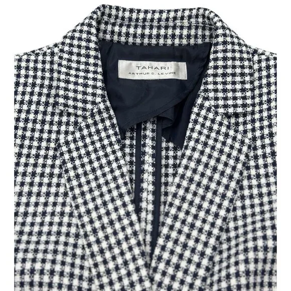 Tahari Size S Woman Arthur S. Levine Womens Black & White Houndstooth Blazer - Picture 4 of 9